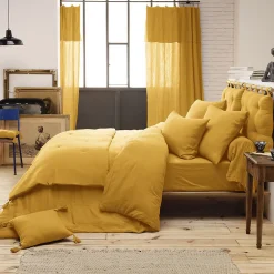 OUREA - Chemin de Lit 90x200cm Capitonné Gaze de Coton Safran>Altobuy New