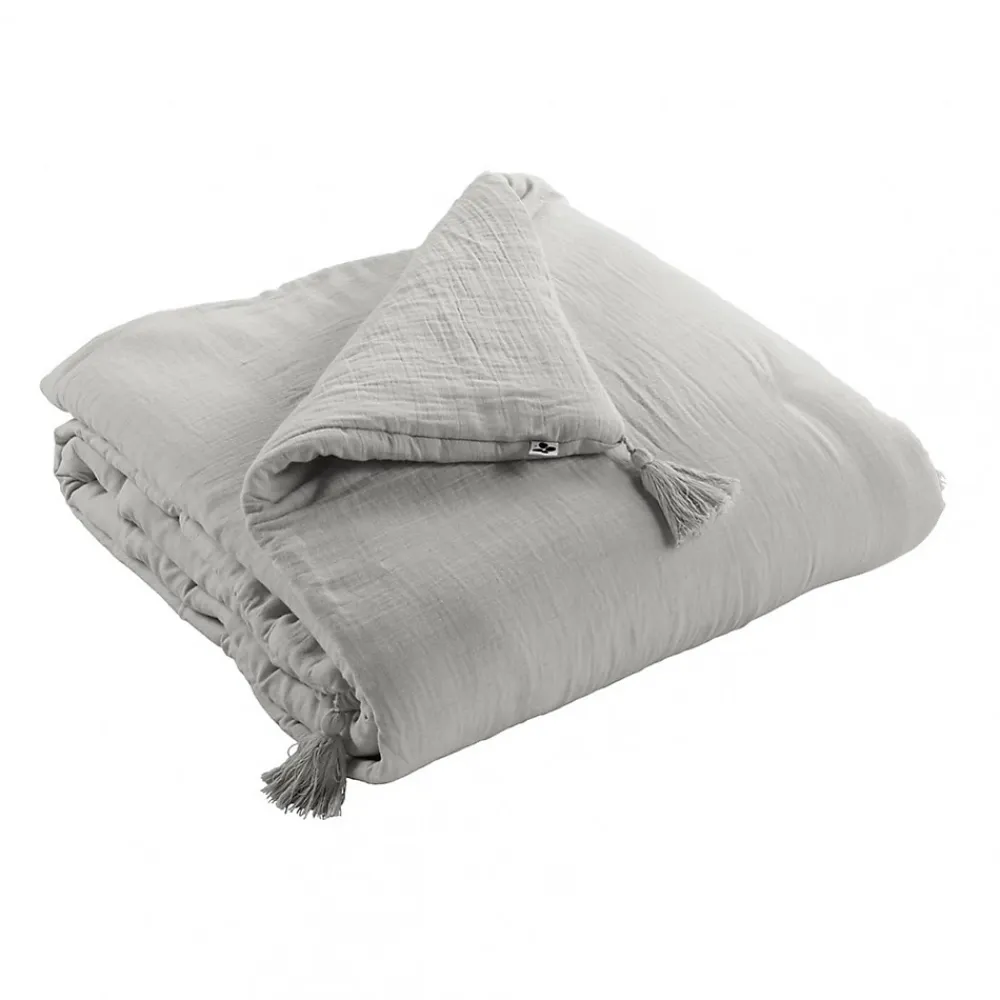 Altobuy OUREA - Chemin de Lit 90x200cm Capitonné Gaze de Coton Nuage* Boutis, Couvre-Lit, Édredon