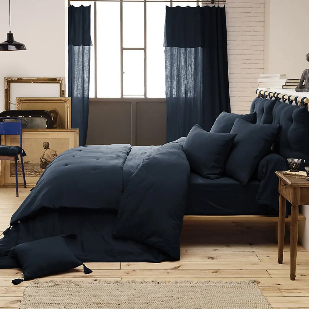 OUREA - Chemin de Lit 90x200cm Capitonné Gaze de Coton Minuit>Altobuy Online