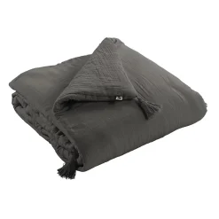 Altobuy OUREA - Chemin de Lit 90x200cm Capitonné Gaze de Coton Granit* Boutis, Couvre-Lit, Édredon