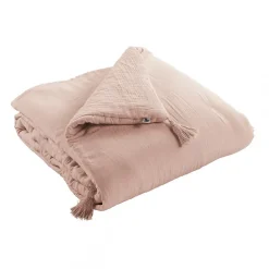 Altobuy OUREA - Chemin de Lit 90x200cm Capitonné Gaze de Coton Guimauve* Boutis, Couvre-Lit, Édredon