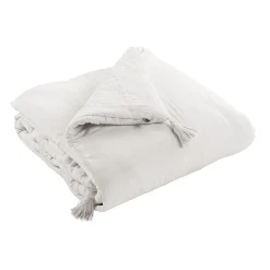 Altobuy OUREA - Couvre-pied 150x150cm Capitonné Gaze de Coton Chantilly* Boutis, Couvre-Lit, Édredon