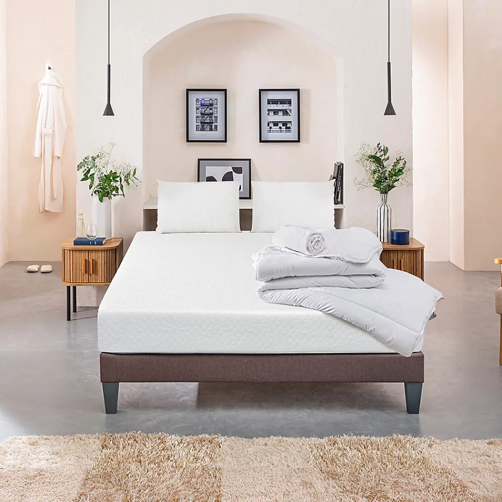 Bellecour Pack Absolu 160x200 cm Matelas Mousse + Sommier Bois + Accessoires* Ensemble Sommier Et Matelas