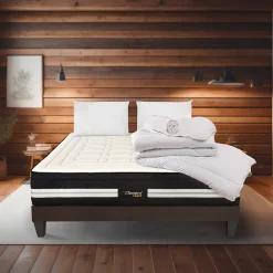 Pack Chambord 90x200 cm Matelas Ressorts + Sommier Bois + Accessoires>Bellecour Hot