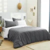 Pack complet 6 pièces Anthracite/Blanc réversible housse de couette pour lit 180 x 200 cm "King size">Univers Décor Online