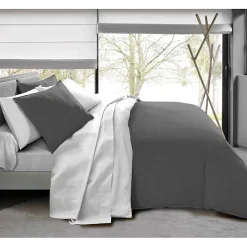 Pack complet 6 pièces Anthracite/Blanc réversible housse de couette pour lit 180 x 200 cm "King size">Univers Décor Online