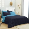 Pack complet 6 pièces Marine/Turquoise réversible housse de couette pour lit 180 x 200 cm "King size">Univers Décor