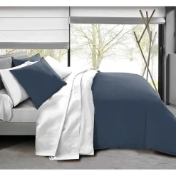 Pack complet 6 pièces Marine/Blanc réversible housse de couette pour lit 140 x 190 cm>Univers Décor Discount