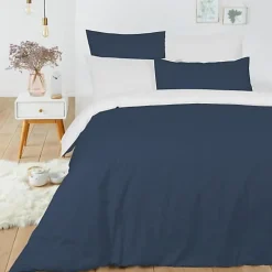 Pack complet 6 pièces Marine/Blanc réversible housse de couette pour lit 140 x 190 cm><noscript><img width=