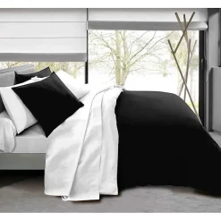 Pack complet 6 pièces Noir/Blanc réversible housse de couette pour lit 160 x 200 cm>Univers Décor