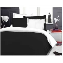 Pack complet 6 pièces Noir/Blanc réversible housse de couette pour lit 160 x 200 cm><noscript><img width=