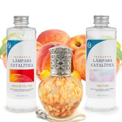 Pack économique Lampe Catalytique Drops Orange + Parfum Peach Velvet (200 ml) + Nettoyant Neutre (200 ml) + Mèche de Rechange>Mamamanuela Best
