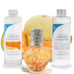 Pack économique Lampe Catalytique Drops Orange + Parfum Waikiki Melon (500 ml) + Nettoyant Neutre (200 ml) + Mèche de Rechange>Mamamanuela Discount