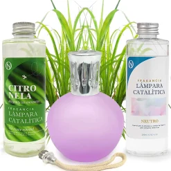 Mamamanuela Pack économique Lampe Catalytique Fuchsia Mat + Parfum Citronnelle (500 ml) + Nettoyant Neutre (200 ml) + Mèche de Rechange* Désodorisant Et Parfum D'Ambiance