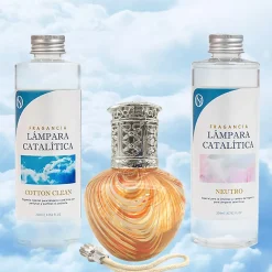 Pack économique Lampe Catalytique Orange Waves + Parfum Cotton Clean (200 ml) + Nettoyant Neutre (200 ml) + Mèche de Rechange>Mamamanuela Discount