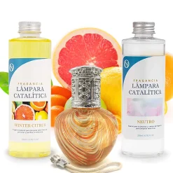 Mamamanuela Pack économique Lampe Catalytique Orange Waves + Parfum Winter Citrus (500 ml) + Nettoyant Neutre (200 ml) + Mèche de Rechange* Désodorisant Et Parfum D'Ambiance