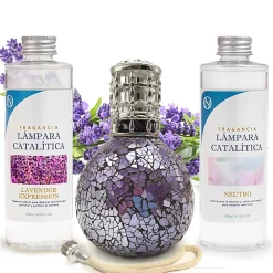 Mamamanuela Pack économique Lampe Catalytique Mosaïque de minuit + Lavender Expression (500 ml) + Nettoyant Neutre (200 ml) + Mèche Rechange* Désodorisant Et Parfum D'Ambiance