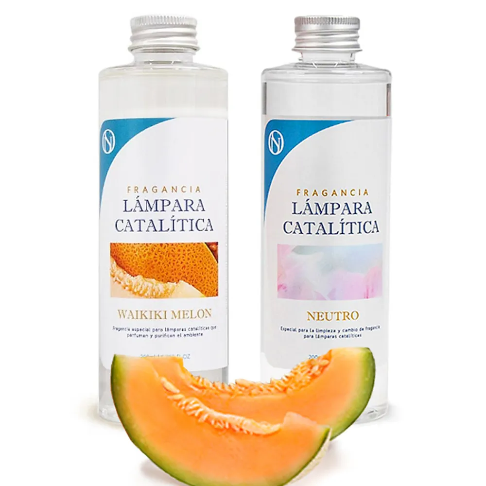 Pack économique Lampe Catalytique Orange Waves + Parfum Waikiki Melon (200 ml) + Nettoyant Neutre (200 ml) + Mèche de Rechange>Mamamanuela
