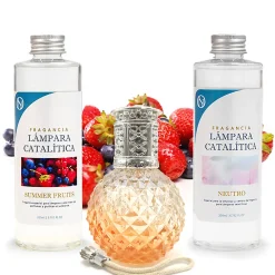 Pack économique Lampe Catalytique Orange Diamonds + Parfum Summer Fruits (200 ml) + Nettoyant Neutre (200 ml) + Mèche de Rechange>Mamamanuela New