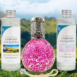 Pack économique Lampe Catalytique Mosaïque Fuchsia + Parfum Provence Breeze (500 ml) + Nettoyant Neutre (200 ml) + Mèche Rechange>Mamamanuela Hot