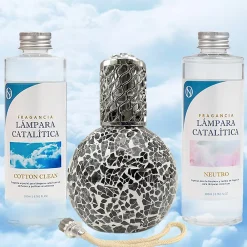 Pack économique Lampe Catalytique Mosaïque Noir + Parfum Cotton Clean (200 ml) + Nettoyant Neutre (200 ml) + Mèche de Rechange>Mamamanuela Clearance