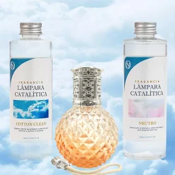 Pack économique Lampe Catalytique Orange Diamonds + Parfum Cotton Clean (500 ml) + Nettoyant Neutre (200 ml) + Mèche de Rechange>Mamamanuela Sale