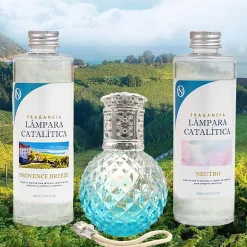 Mamamanuela Pack économique Lampe Catalytique Blue Diamonds + Parfum Provence Breeze (500 ml) + Nettoyant Neutre (200 ml) + Mèche de Rechange* Désodorisant Et Parfum D'Ambiance