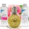 Mamamanuela Pack économique Lampe Catalytique Mosaïque Doré + Parfum Bed of Roses (200 ml) + Nettoyant Neutre (200 ml) + Mèche de Rechange* Désodorisant Et Parfum D'Ambiance