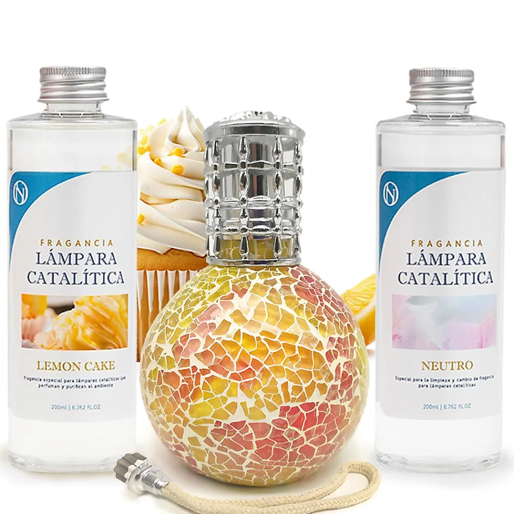 Pack économique Lampe Catalytique Mosaïque Bicolore + Parfum Lemon Cake (500 ml) + Nettoyant Neutre (200 ml) + Mèche de Rechange>Mamamanuela New
