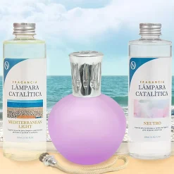 Pack économique Lampe Catalytique Fuchsia Mat + Parfum Mediterranean Light (500ml) + Nettoyant Neutre (200ml) + Mèche de Rechange>Mamamanuela Discount