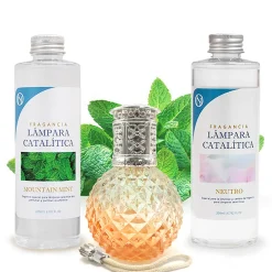 Pack économique Lampe Catalytique Orange Diamonds + Parfum Mountain Mint (500 ml) + Nettoyant Neutre (200 ml) + Mèche de Rechange>Mamamanuela