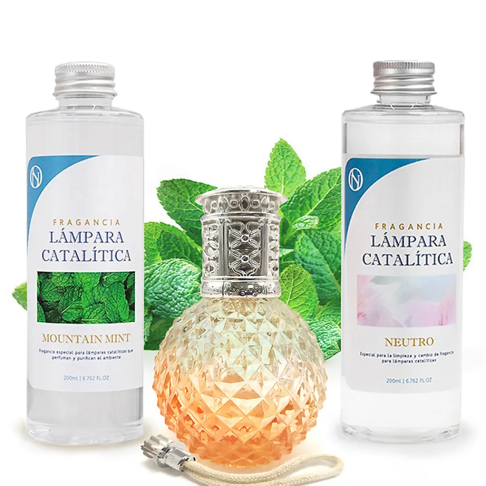Pack économique Lampe Catalytique Orange Diamonds + Parfum Mountain Mint (500 ml) + Nettoyant Neutre (200 ml) + Mèche de Rechange>Mamamanuela