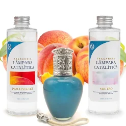 Pack économique Lampe Catalytique Aqua Marina + Parfum Peach Velvet (200 ml) + Nettoyant Neutre (200 ml) + Mèche de Rechange>Mamamanuela Best