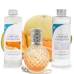 Mamamanuela Pack économique Lampe Catalytique Orange Diamonds + Parfum Waikiki Melon (200 ml) + Nettoyant Neutre (200 ml) + Mèche de Rechange* Désodorisant Et Parfum D'Ambiance