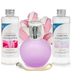 Pack économique Lampe Catalytique Fuchsia Mat + Parfum Lollipop (500 ml) + Nettoyant Neutre (200 ml) + Mèche de Rechange>Mamamanuela Best