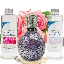 Mamamanuela Pack économique Lampe Catalytique Mosaïque de minuit + Parfum Bed of Roses (200 ml) + Nettoyant Neutre (200 ml) + Mèche Rechange* Désodorisant Et Parfum D'Ambiance