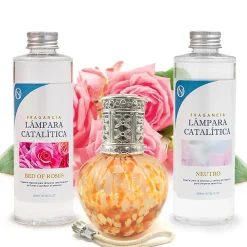 Pack économique Lampe Catalytique Drops Orange + Parfum Bed of Roses (200 ml) + Nettoyant Neutre (200 ml) + Mèche de Rechange>Mamamanuela Discount