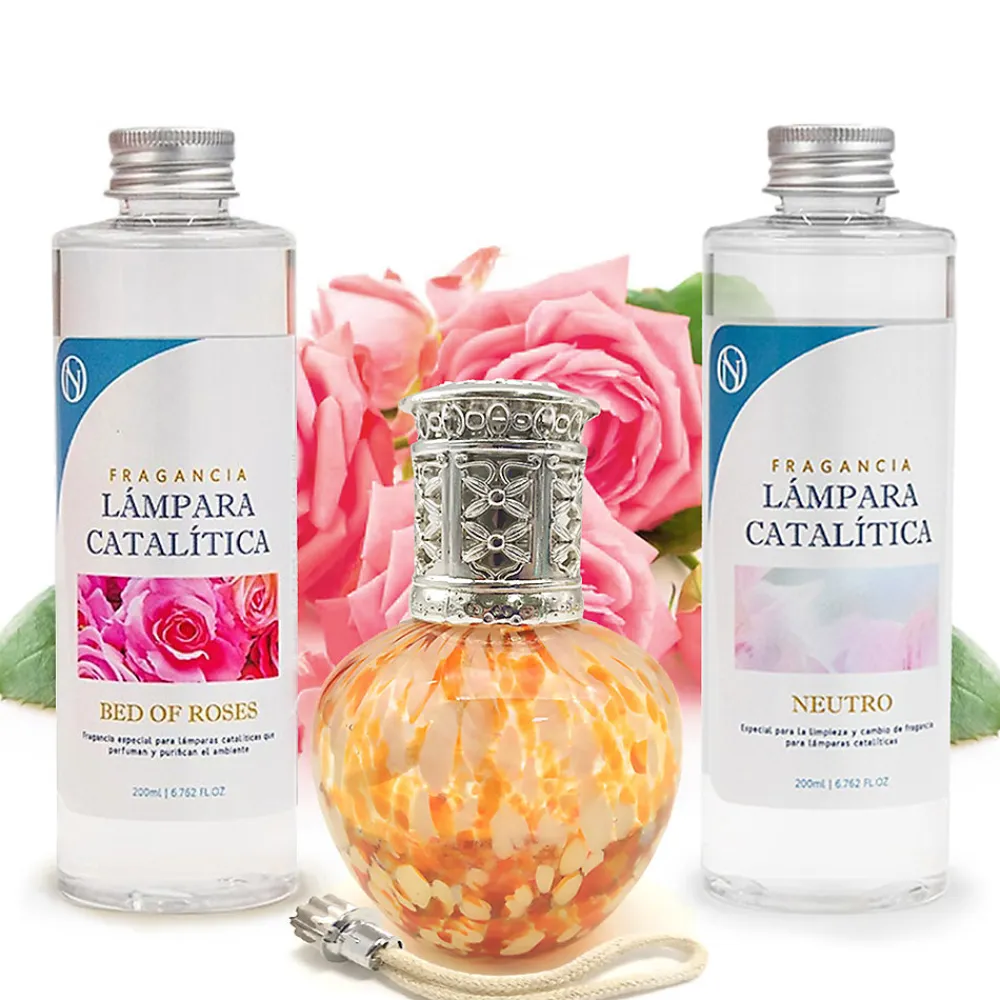 Pack économique Lampe Catalytique Drops Orange + Parfum Bed of Roses (200 ml) + Nettoyant Neutre (200 ml) + Mèche de Rechange>Mamamanuela Discount