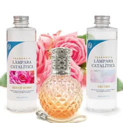 Mamamanuela Pack économique Lampe Catalytique Orange Diamonds + Parfum Bed of Roses (500 ml) + Nettoyant Neutre (200 ml) + Mèche de Rechange* Désodorisant Et Parfum D'Ambiance