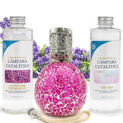 Pack économique Lampe Catalytique Mosaïque Fuchsia + Lavender Expression (200 ml) + Nettoyant Neutre (200 ml) + Mèche de Rechange>Mamamanuela Best