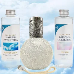 Pack économique Lampe Catalytique Mosaïque Blanc + Parfum Cotton Clean (500 ml) + Nettoyant Neutre (200 ml) + Mèche de Rechange>Mamamanuela Best