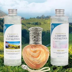 Mamamanuela Pack économique Lampe Catalytique Orange Waves + Parfum Provence Breeze (200 ml) + Nettoyant Neutre (200 ml) + Mèche de Rechange* Désodorisant Et Parfum D'Ambiance