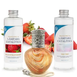 Mamamanuela Pack économique Lampe Catalytique Orange Waves + Parfum Wild Strawberry (500 ml) + Nettoyant Neutre (200 ml) + Mèche de Rechange* Désodorisant Et Parfum D'Ambiance