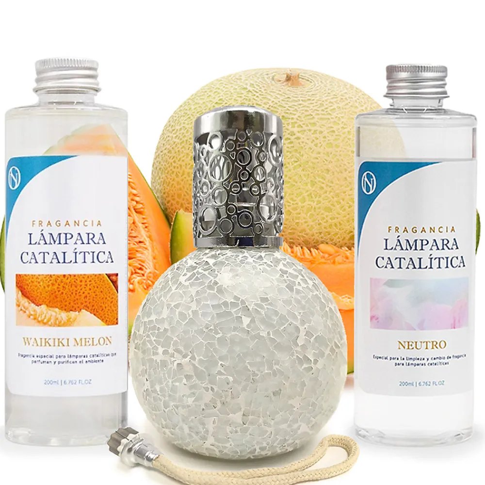 Pack économique Lampe Catalytique Mosaïque Blanc + Parfum Waikiki Melon (200 ml) + Nettoyant Neutre (200 ml) + Mèche de Rechange>Mamamanuela Clearance