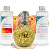 Pack économique Lampe Catalytique Mosaïque Doré + Parfum Peach Velvet (200 ml) + Nettoyant Neutre (200 ml) + Mèche de Rechange>Mamamanuela Discount