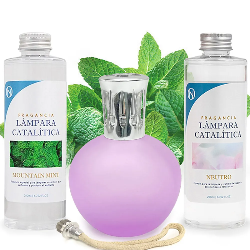 Mamamanuela Pack économique Lampe Catalytique Fuchsia Mat + Parfum Mountain Mint (200 ml) + Nettoyant Neutre (200 ml) + Mèche de Rechange* Désodorisant Et Parfum D'Ambiance
