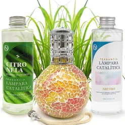 Pack économique Lampe Catalytique Mosaïque Bicolore + Parfum Citronnelle (200 ml) + Nettoyant Neutre (200 ml) + Mèche de Rechange>Mamamanuela Hot