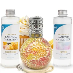 Pack économique Lampe Catalytique Mosaïque Bicolore + Parfum Lemon Cake (200 ml) + Nettoyant Neutre (200 ml) + Mèche de Rechange>Mamamanuela Outlet