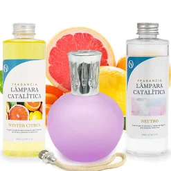 Mamamanuela Pack économique Lampe Catalytique Fuchsia Mat + Parfum Winter Citrus (500 ml) + Nettoyant Neutre (200 ml) + Mèche de Rechange* Désodorisant Et Parfum D'Ambiance