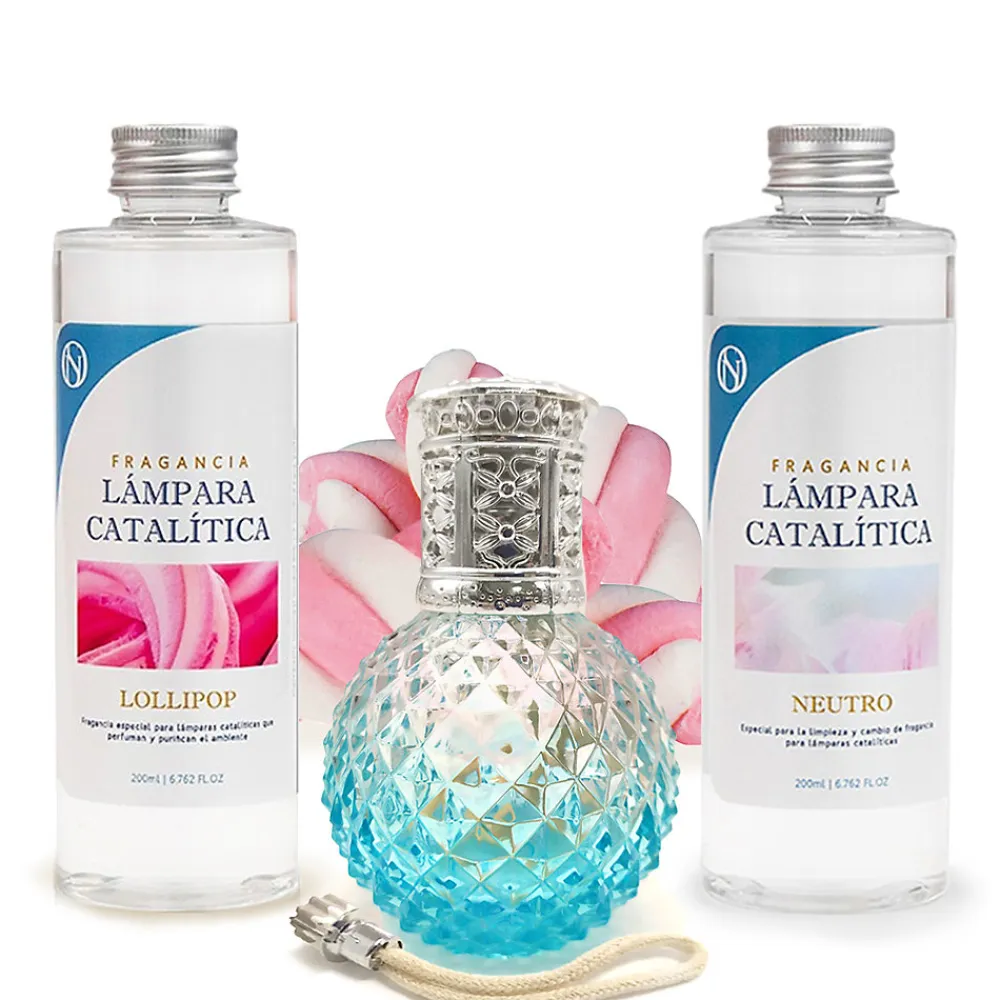Pack économique Lampe Catalytique Blue Diamonds + Parfum Lollipop (200 ml) + Nettoyant Neutre (200 ml) + Mèche de Rechange>Mamamanuela Outlet